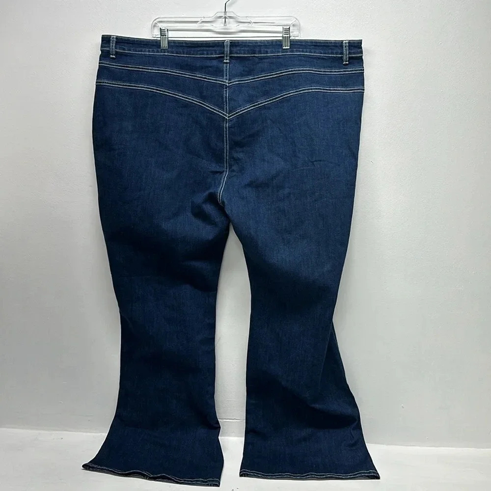 Modcloth The Bianca Flared Leg Denim Jeans Retro 70's Blue New NWT Plus Size 28 - Picture 6 of 13